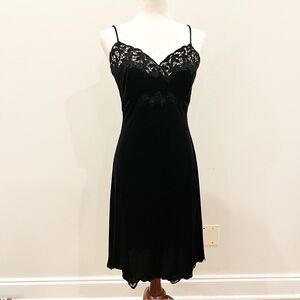 Vintage Betsey Johnson Dress Womens Small Black Velvet Y2K Babydoll Goth Grunge